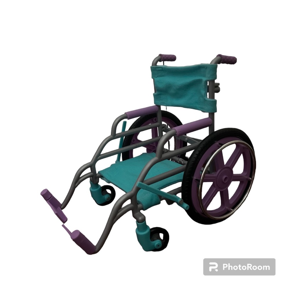 18” Doll Foldable Wheelchair Accessory, Blue And Purple for American Girl Dolls